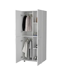 flynama 4 Door Armoire 70.8inch High with Melamine Finish Multiple Shelves and Compartments for Bedroom Storage Organizer