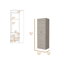 flynama Armoire One Large Cabinet Two Drawers Bedroom Storage Organizer with Hanging Rod