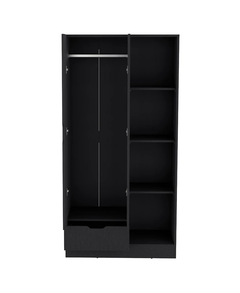 flynama Armoire 71 Inch High with 1 Drawer 4 Tier Open Shelves and 2 Doors