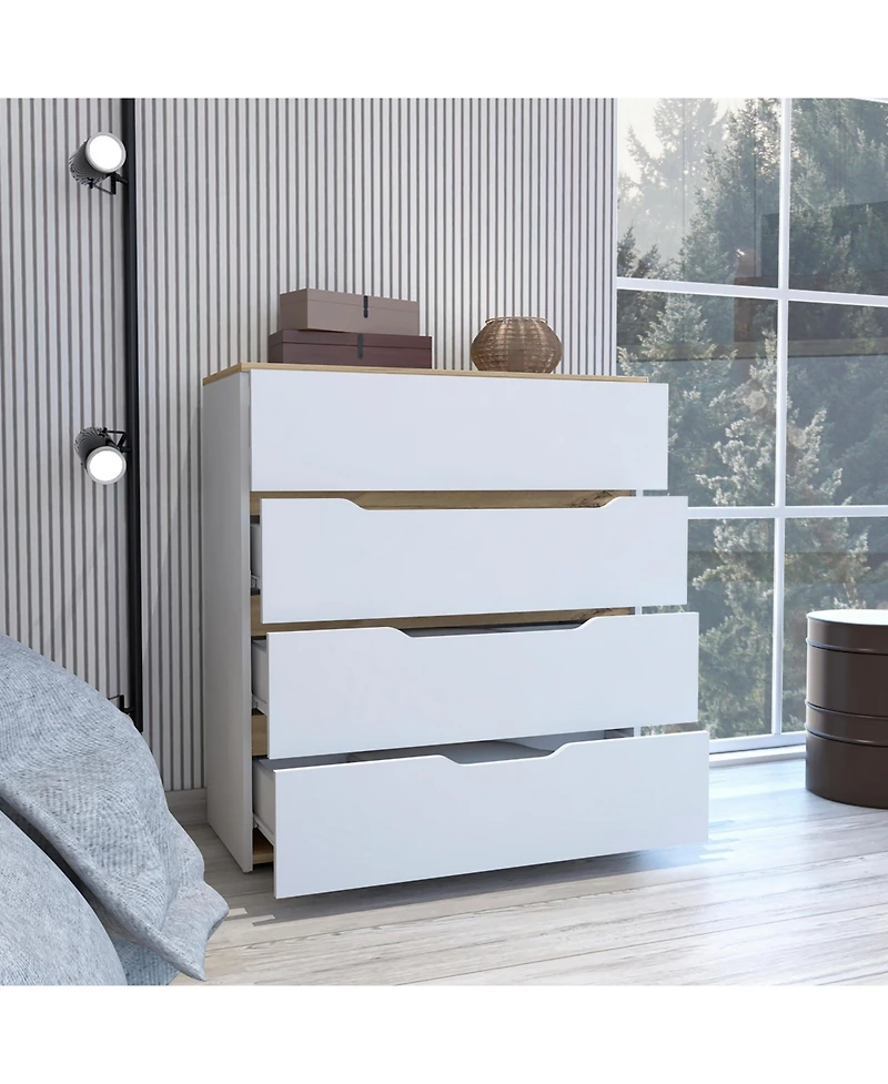 flynama Lynbrook 4 Drawer Dresser and Manufactured Wood Construction for Bedroom Storage