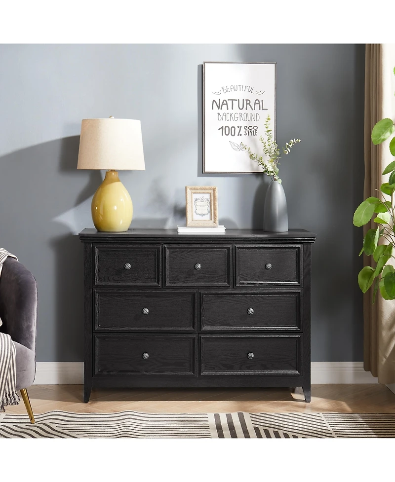 flynama Spacious 7 Drawer Dresser Modern Cabinet with Wide Slides for Living Room Bedroom Organization