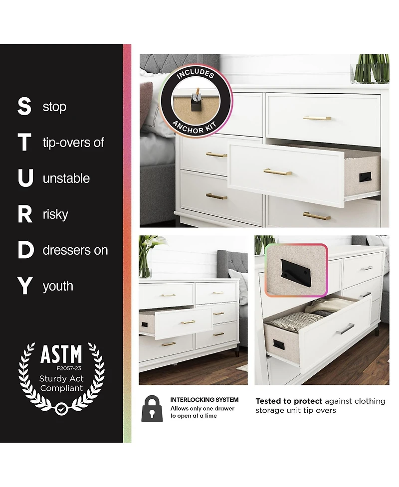 flynama Modern 5 Drawer Valencia Tall Dresser Two Tone Finish with Matte Handles for Urban Bedroom