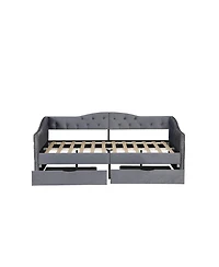 flynama Upholstered Daybed With 2 Storage Drawers Usb Ports Grey No Box Spring Needed