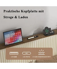 flynama Metal Platform Bed Beige Charging Station 2 Usb Ports Noise Free No Box Spring Needed