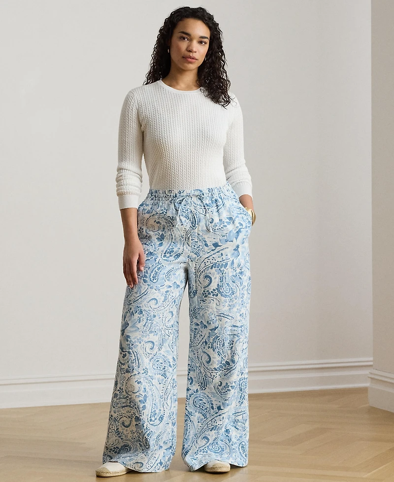 Lauren Ralph Plus Paisley Wide-Leg Pant