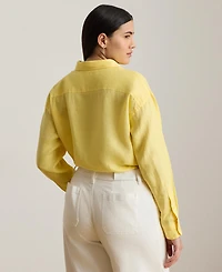 Lauren Ralph Plus Eyelet-Logo Linen Shirt