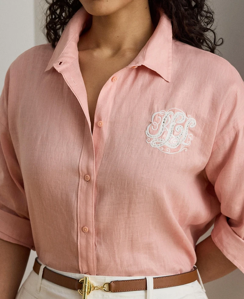 Lauren Ralph Plus Eyelet-Logo Shirt