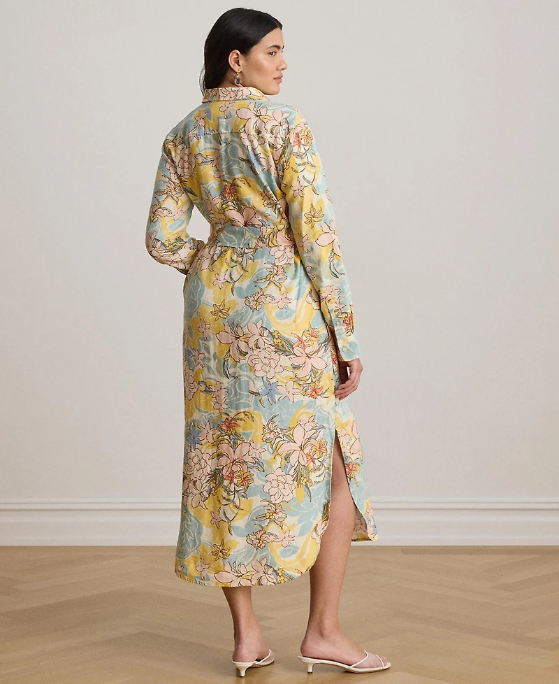 Lauren Ralph Plus Floral Linen Shirtdress