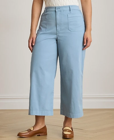Lauren Ralph Plus Stretch Chino Wide-Leg Cropped Pants