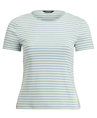 Lauren Ralph Plus Striped Rib-Knit Stretch Top