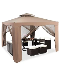 Gymax 10'x 10' Canopy Gazebo Shelter W/Mosquito Netting Outdoor Patio