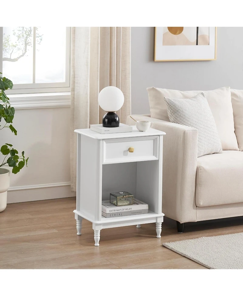 gaomon Wooden Nightstand Set of 2 End Table with Storage Drawer and Opening Shelf Sofa Side Table for Bedroom Living Room