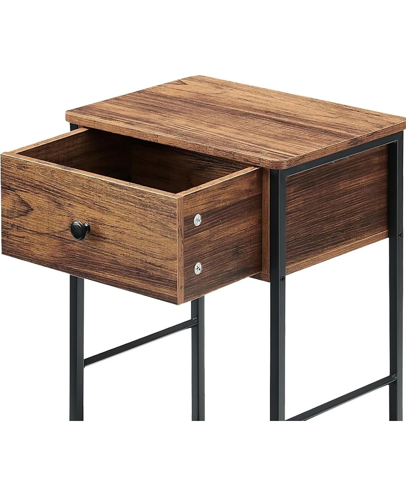 gaomon Nightstand Set of 2 Small End Side Tables with Storage Shelf and Large Drawer Industrial Slim Nightstands Bedside Tables for Bedroom