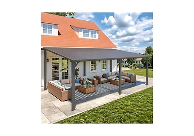 Aecojoy 20'X12' Hardtop Gazebo Outdoor Pergola Lean to Metal Pergolas