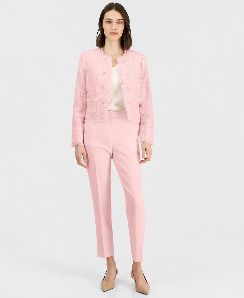 Tahari Asl Women's Fringed Boucle Cropped Jacket