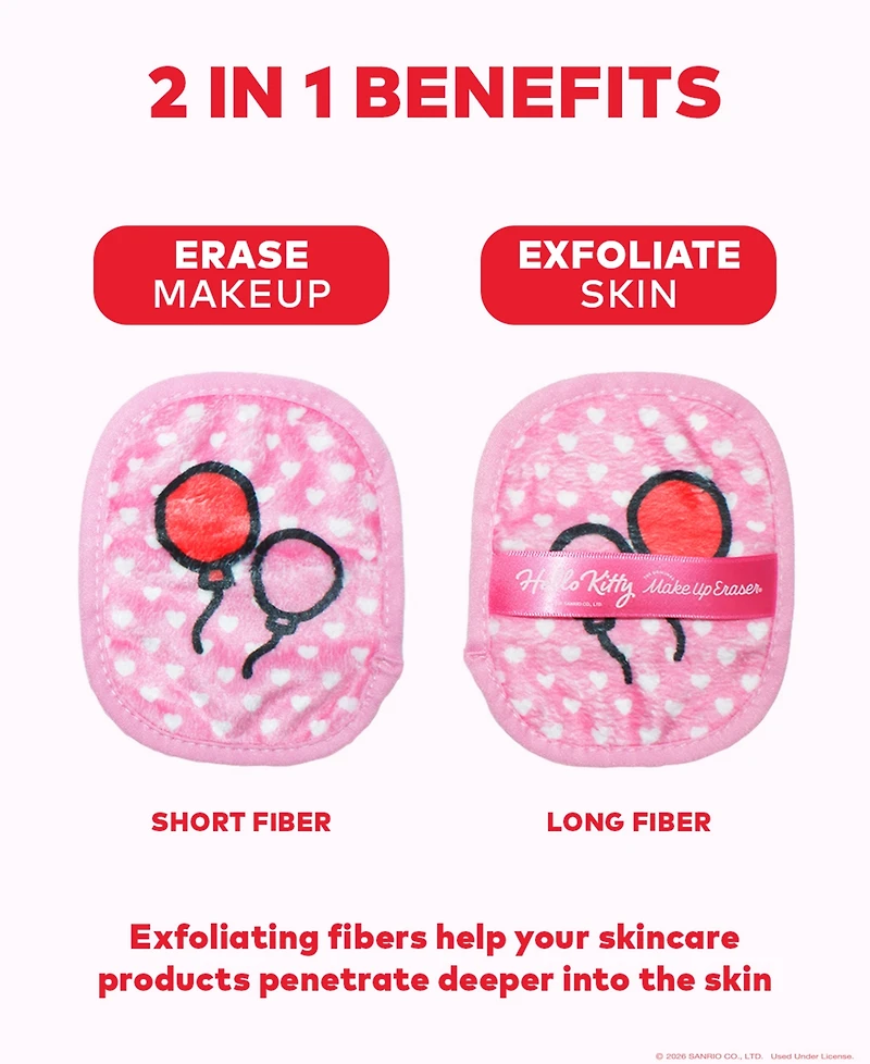 MakeUp Eraser 8-Pc. Hello Kitty Cutie Pie Reusable Makeup Wipe Set