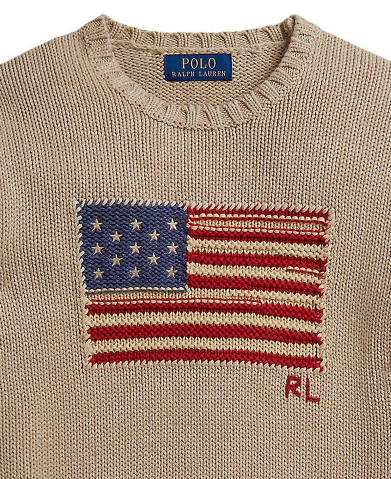 Polo Ralph Lauren Boys' 8-20 Contrast Trim Iconic Flag Sweater