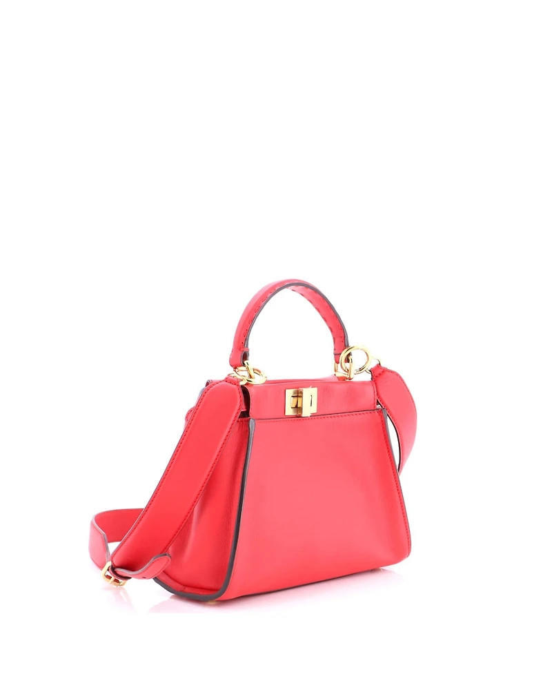 Pre-Owned Fendi Mini Peekaboo Bag Leather with Zucca Suede Interior