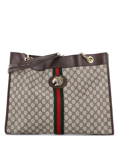 Pre-Owned Gucci Large Rajah Chain Tote Gg Coated Canvas
