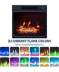 gaomon 67" Electric Fireplace Tv Stand with 18" Slim Built-in Heater, Remote, 12 Flame Colors, Adjustable Storage Cabinets, Wood Finish, Ent
