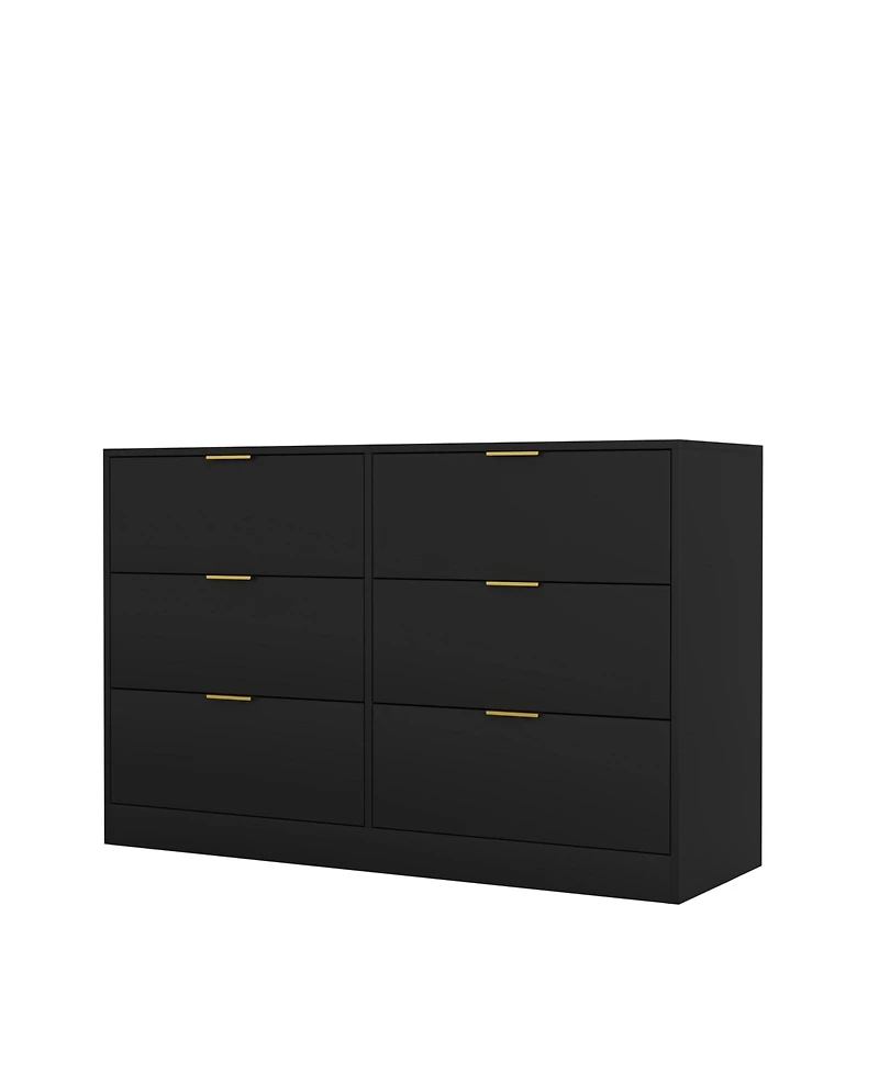 flynama Simply Modern 6 Drawer Dresser Wood for Bedroom Living Room Hallway Entryway