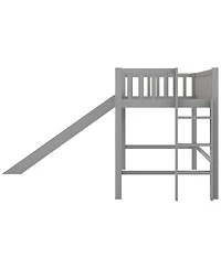 flynama Low Loft Bed With Ladder And Slide Pine Wood Mdf Construction