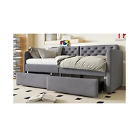 flynama Upholstered Daybed 2 Storage Drawers Usb Charging