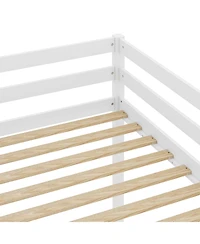 Sugift Twin Loft Bed with Led Lights Desk No Box Spring Needed