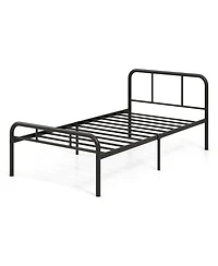 Sugift Modern Metal Bed Frame with Curved Headboard