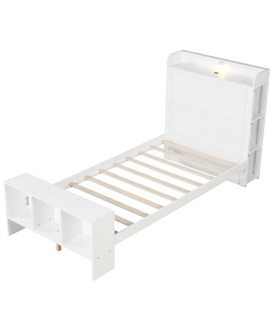 Sugift Bed Frame with Storage Headboard Usb Ports and Led Lights