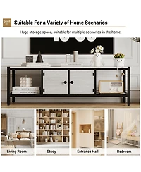 gaomon Tv Stand for Tv Up to 75 Inches, Tv Console with 2 Closed Storage Spaces and Open Shelves