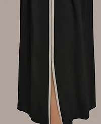 Donna Karan New York Women's Cap-Sleeve Piped Midi A-Line Dress