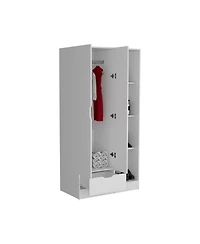 flynama Memphis Wardrobe Armoire with 4-Tier Shelves 1 Drawer Hanging Rod