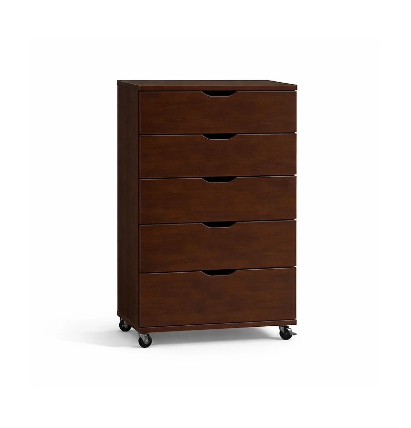 flynama Sturdy 5 Drawer Dresser on Wheels Mobile Storage Cabinet 30.71W 15.75D 44.49H for Bedroom Closet