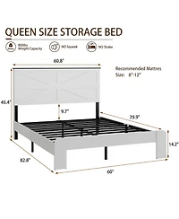 flynama Bed Frame Wood Platform Bed Large Underbed Storage Noise Free No Box Spring