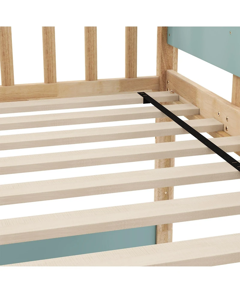 Sugift Twin Over Twin Bunk Bed with Ladder and Full Guardrails