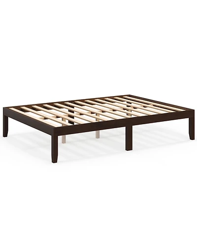 Sugift Full Size Wood Bed Frame with Slats and Rubber Wood Legs
