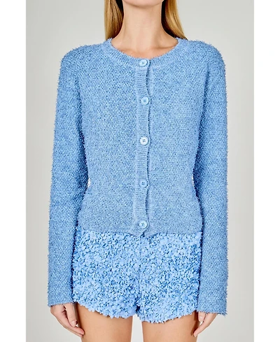 endless rose Women's Textured Buttoned Sweater Cardigan