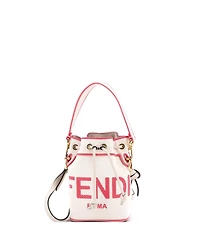 Pre-Owned Fendi Mini Logo Mon Tresor Bucket Bag Embroidered Canvas