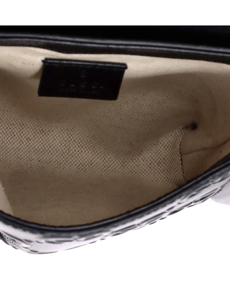 Pre-Owned Gucci Double Belt Bag Gg Embossed Perforated Leather