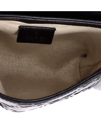 Pre-Owned Gucci Double Belt Bag Gg Embossed Perforated Leather