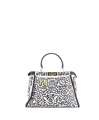 Pre-Owned Fendi Regular x Mr. Doodle Peekaboo Iconic Bag Printed Leather