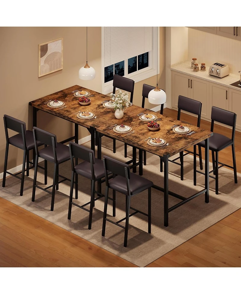 gaomon Dining Table Set for 4 W/Footrest & Backrest, Kitchen with Corner Protector, Small
