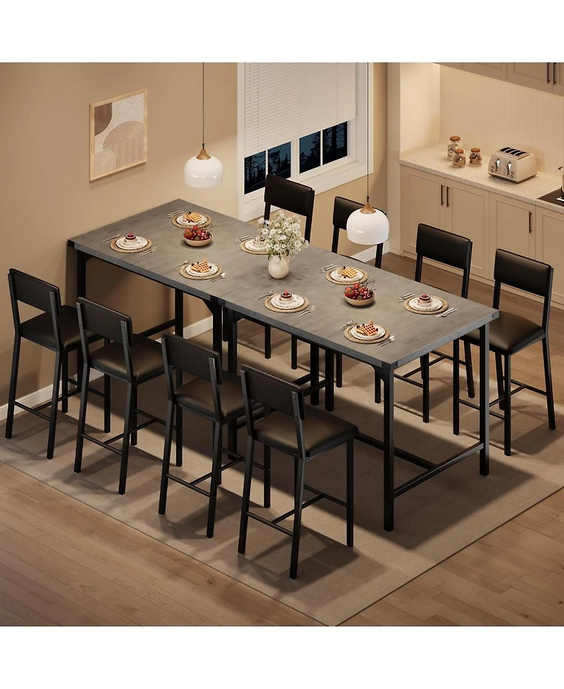 gaomon Dining Table Set for 4 W/Footrest & Backrest, Kitchen with Corner Protector, Small
