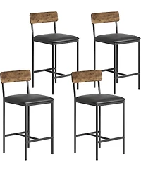gaomon 4 Bar Stools Set, 25.5" Leather Counter Stools with Back and Metal Legs, Modern Kitchen Island Chairs