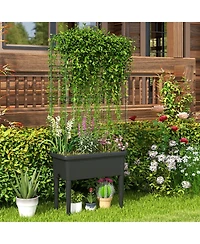 Gymax Raised Garden Bed w/ Trellis Water Level Observer Drainage Holes Climbing Net