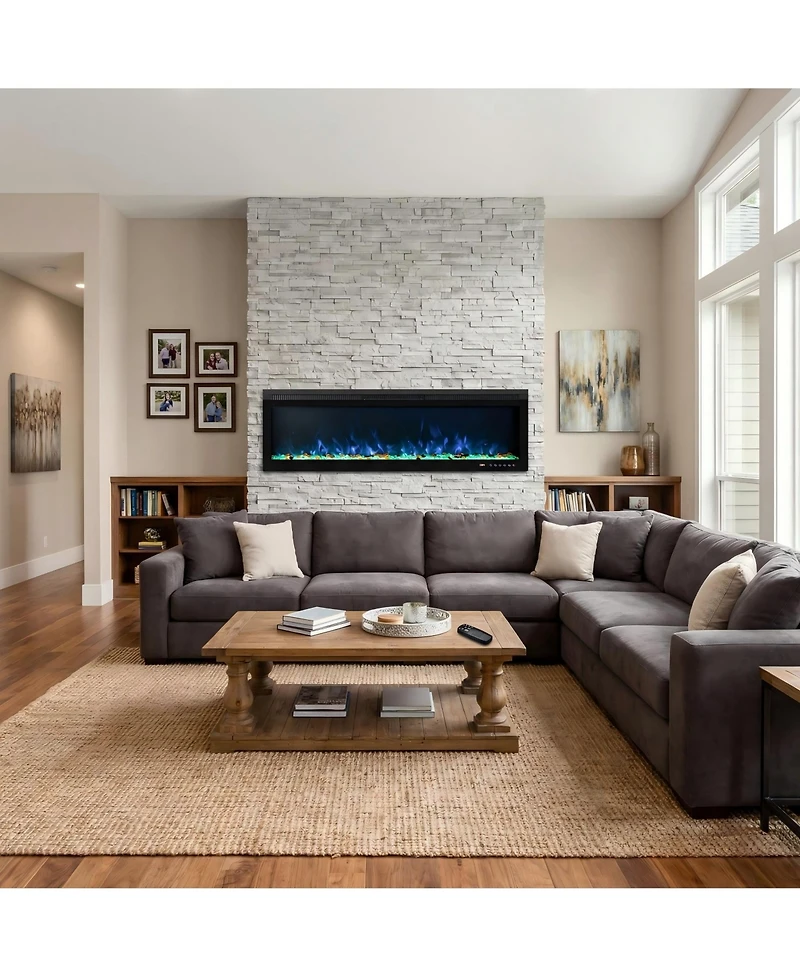 Boyel living 42 Inches Linear Electric Fireplace with Multi-color Flame Effect, Remote Controlled