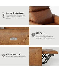 gaomon Pu Leather Power Swivel Glider Recliner, Electric Nursery Rocker, Lumbar Support, Usb Port, Living Room, Bedroom