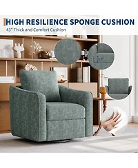 gaomon Accent Chair for Living Room, 360° Swivel, Modern Linen Armchair, Comfy Upholstered Seat, Single Sofa
