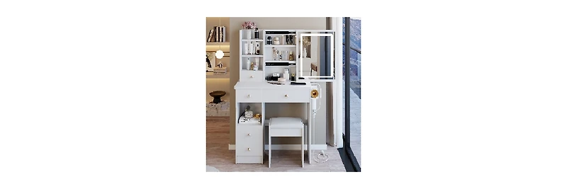 Flynama Elegant Modern Wooden Nightstand with Storage Space Natural Finish Bedside Table for Bedroom Living Room